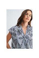 FUN2FUN WIDE SHOULDER LAPEL PRINT TOP