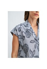 FUN2FUN WIDE SHOULDER LAPEL PRINT TOP