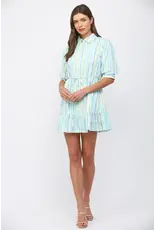 WATERCOLOR STRIPE PRINT MINI DRESS