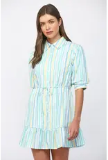 WATERCOLOR STRIPE PRINT MINI DRESS