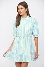 WATERCOLOR STRIPE PRINT MINI DRESS