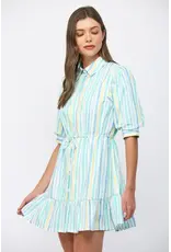 WATERCOLOR STRIPE PRINT MINI DRESS