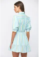 WATERCOLOR STRIPE PRINT MINI DRESS