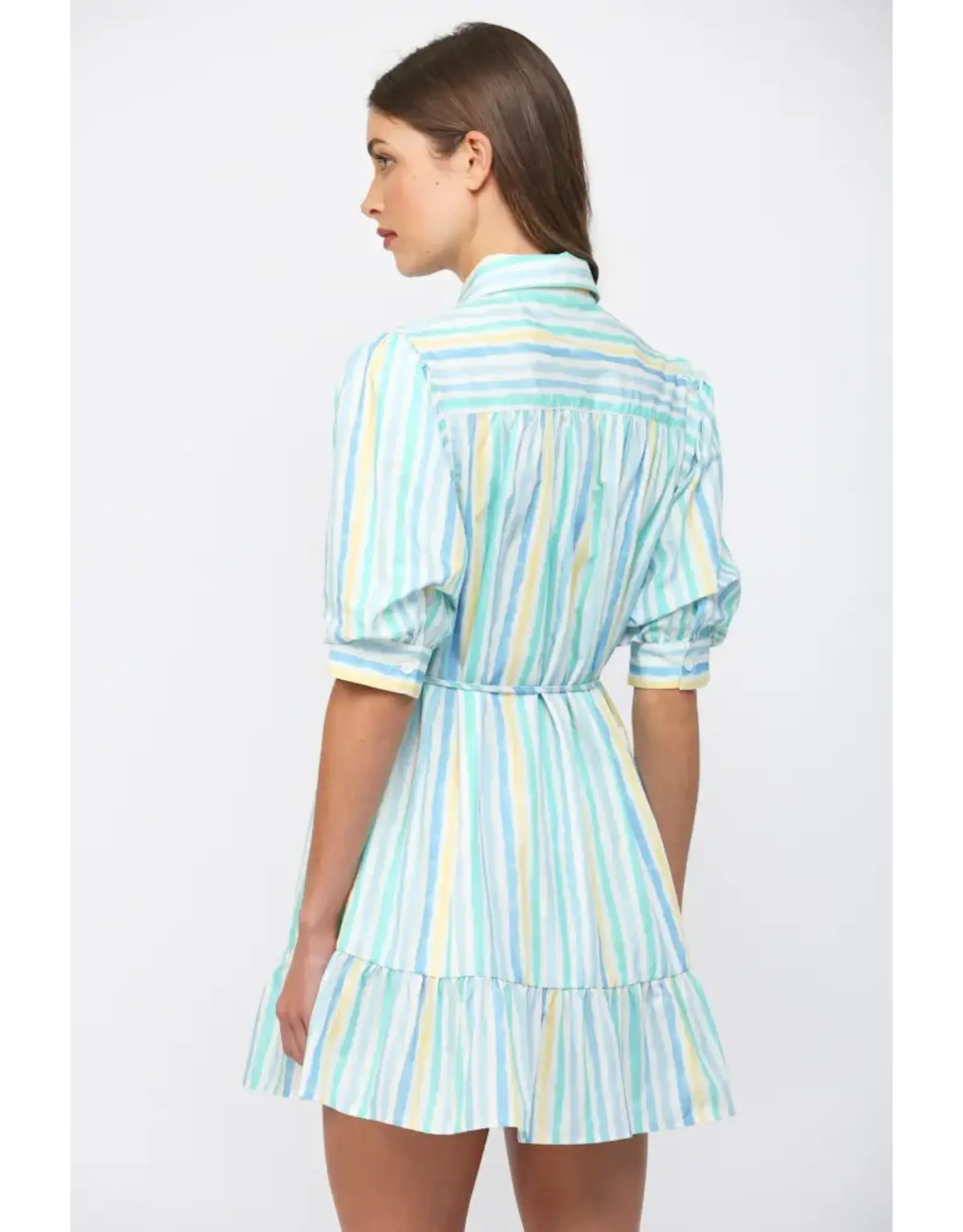 WATERCOLOR STRIPE PRINT MINI DRESS