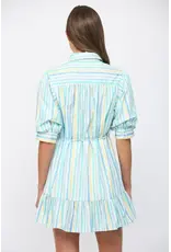 WATERCOLOR STRIPE PRINT MINI DRESS