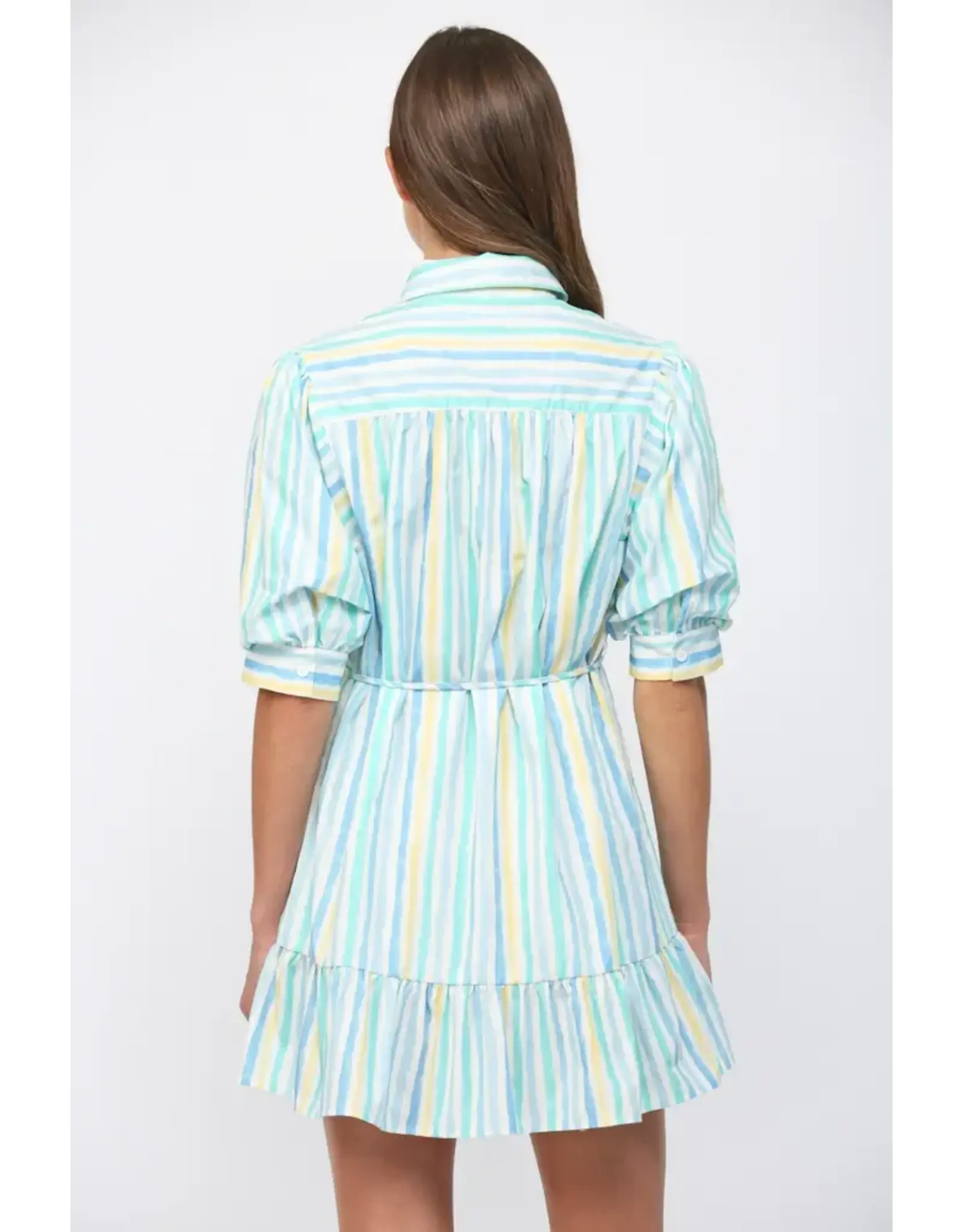 WATERCOLOR STRIPE PRINT MINI DRESS