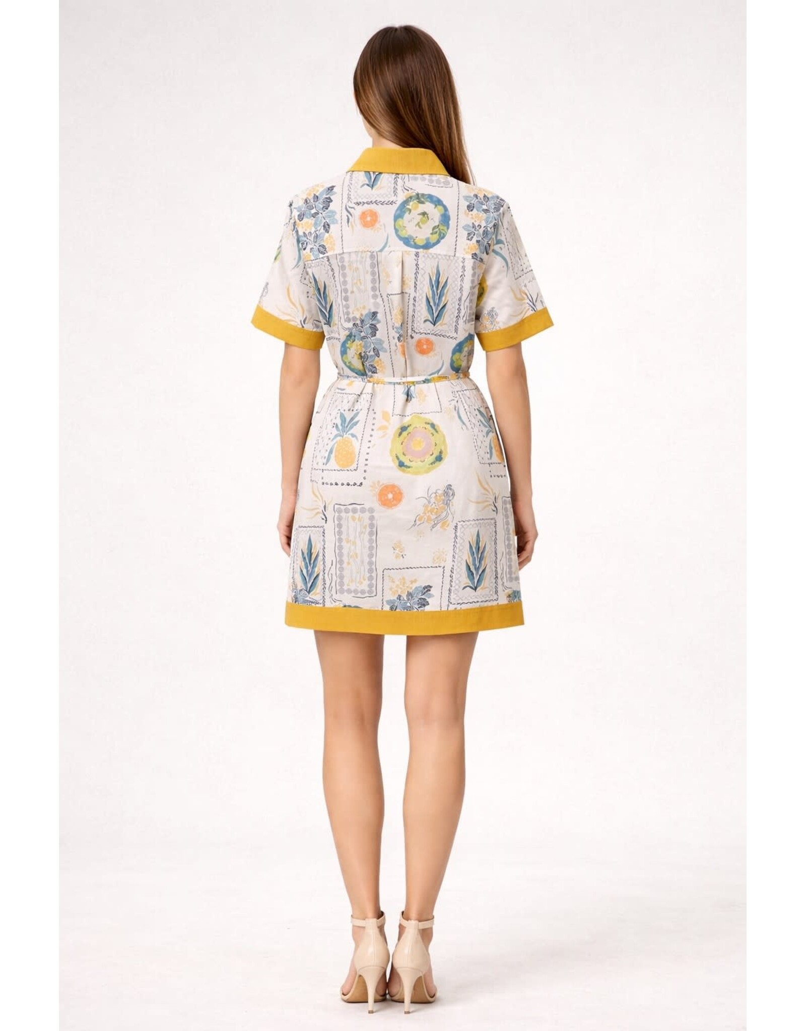 TROPICAL FRUIT PRINT MINI DRESS