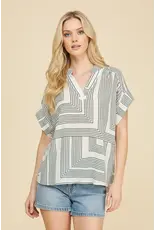 GEOMETRIC VNECK BLOUSE