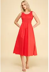POPLIN  A LINE MIDI DRESS
