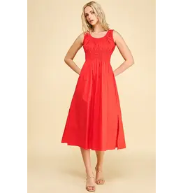 POPLIN  A LINE MIDI DRESS