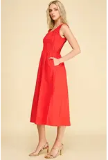 POPLIN  A LINE MIDI DRESS