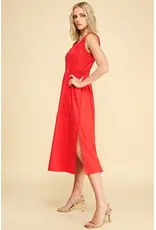 POPLIN  A LINE MIDI DRESS
