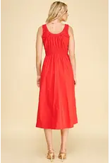 POPLIN  A LINE MIDI DRESS