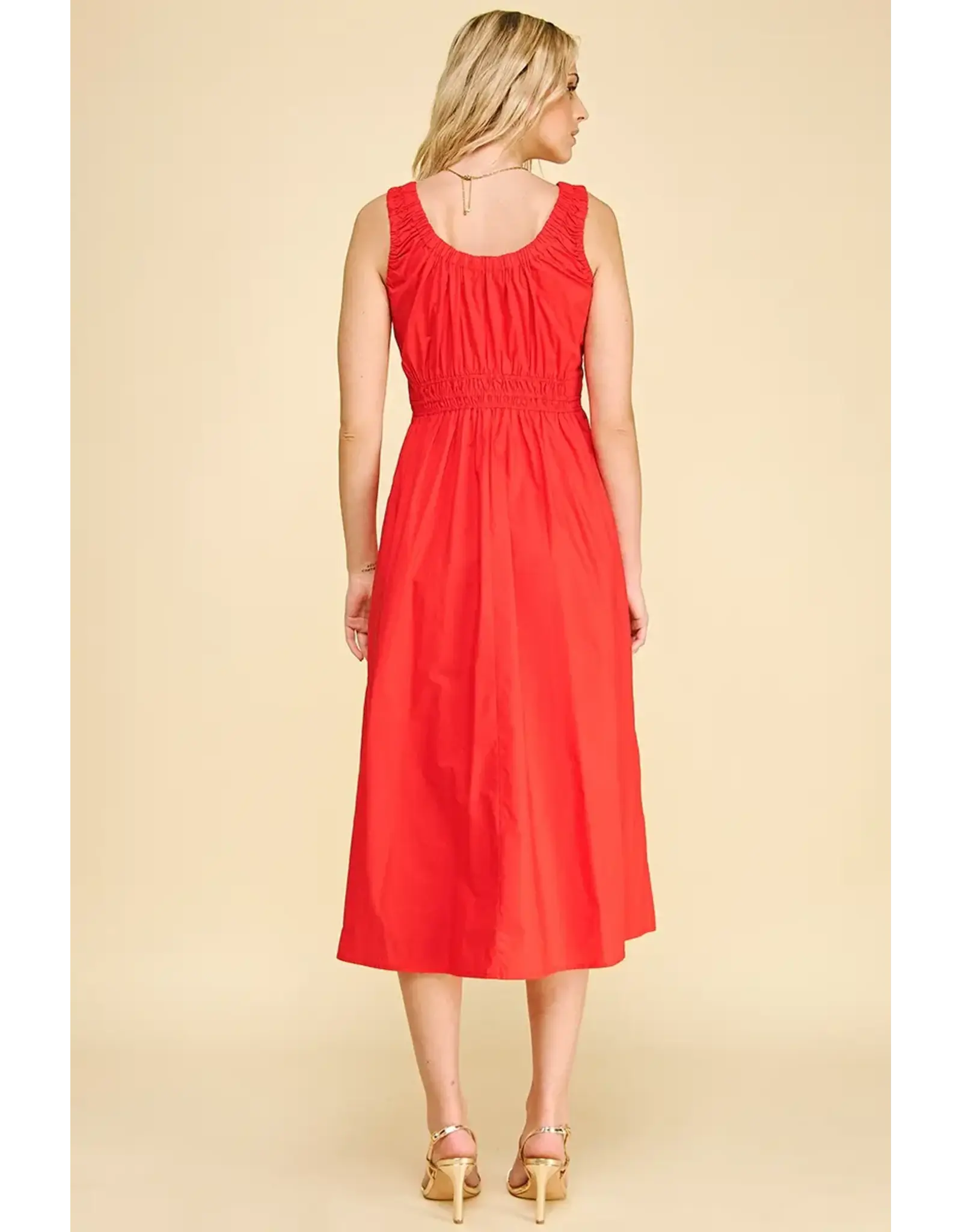 POPLIN  A LINE MIDI DRESS