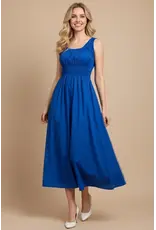 POPLIN A LINE MIDI DRESS