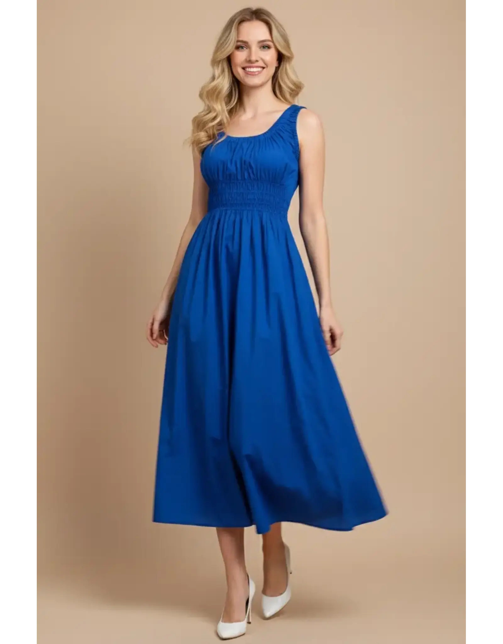 POPLIN A LINE MIDI DRESS