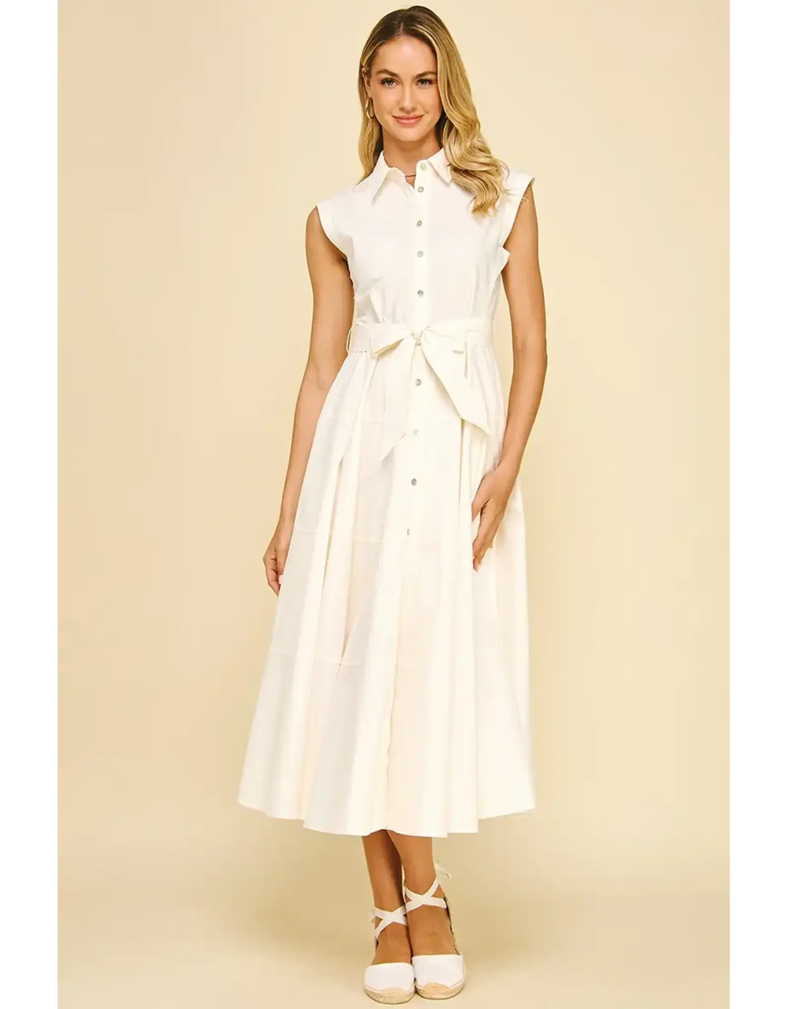 SLVLESS BUTTON DOWN DRESS