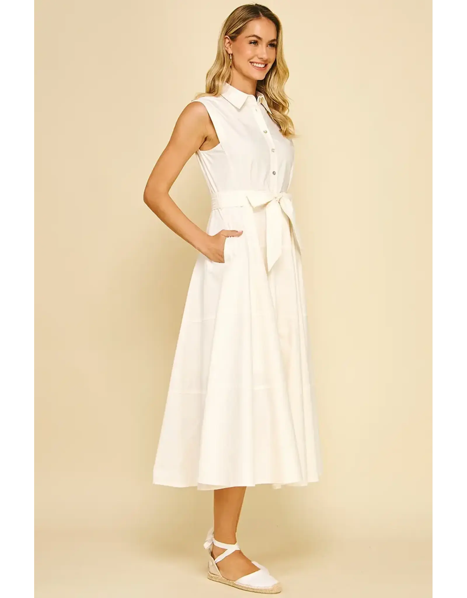 SLVLESS BUTTON DOWN DRESS
