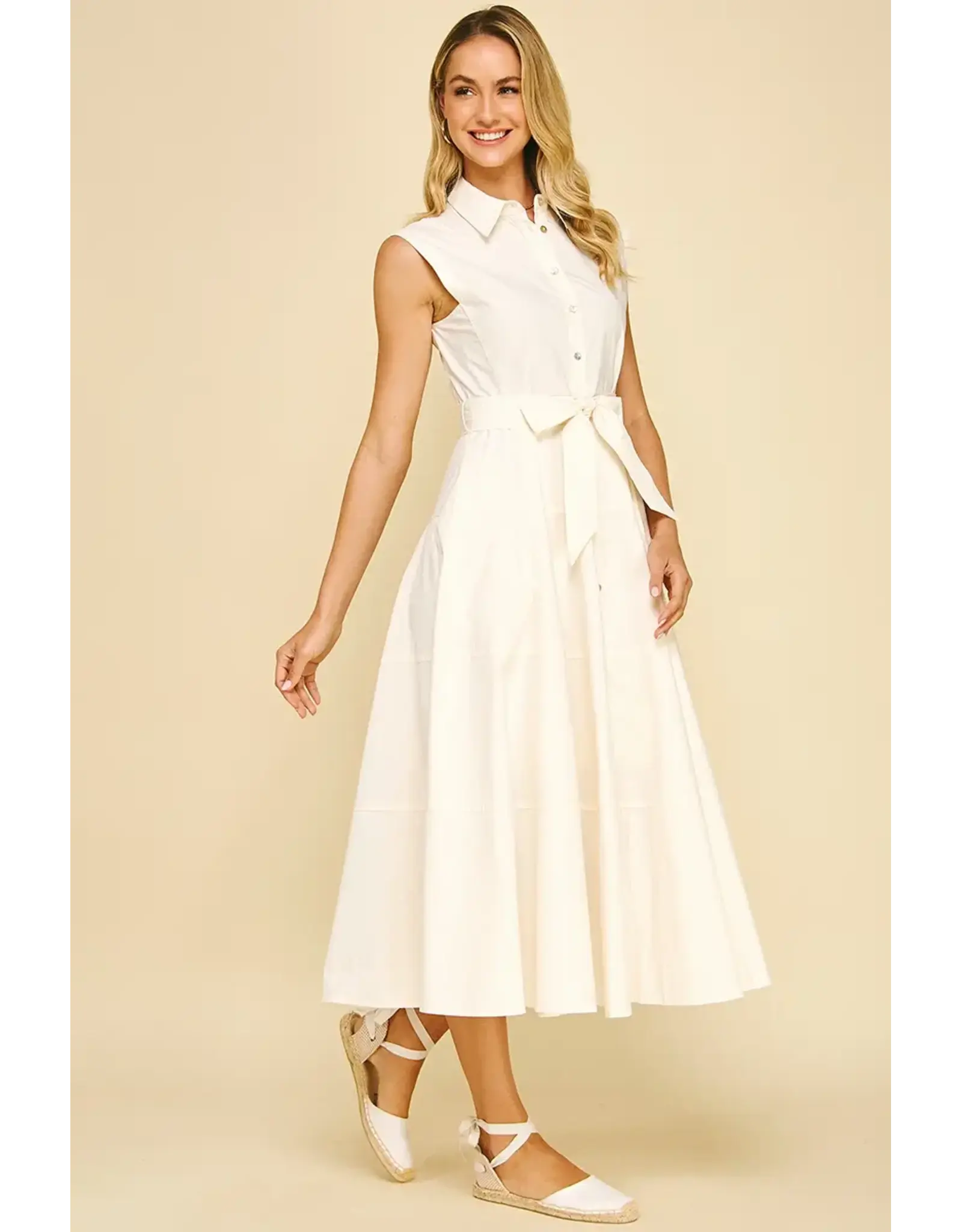 SLVLESS BUTTON DOWN DRESS