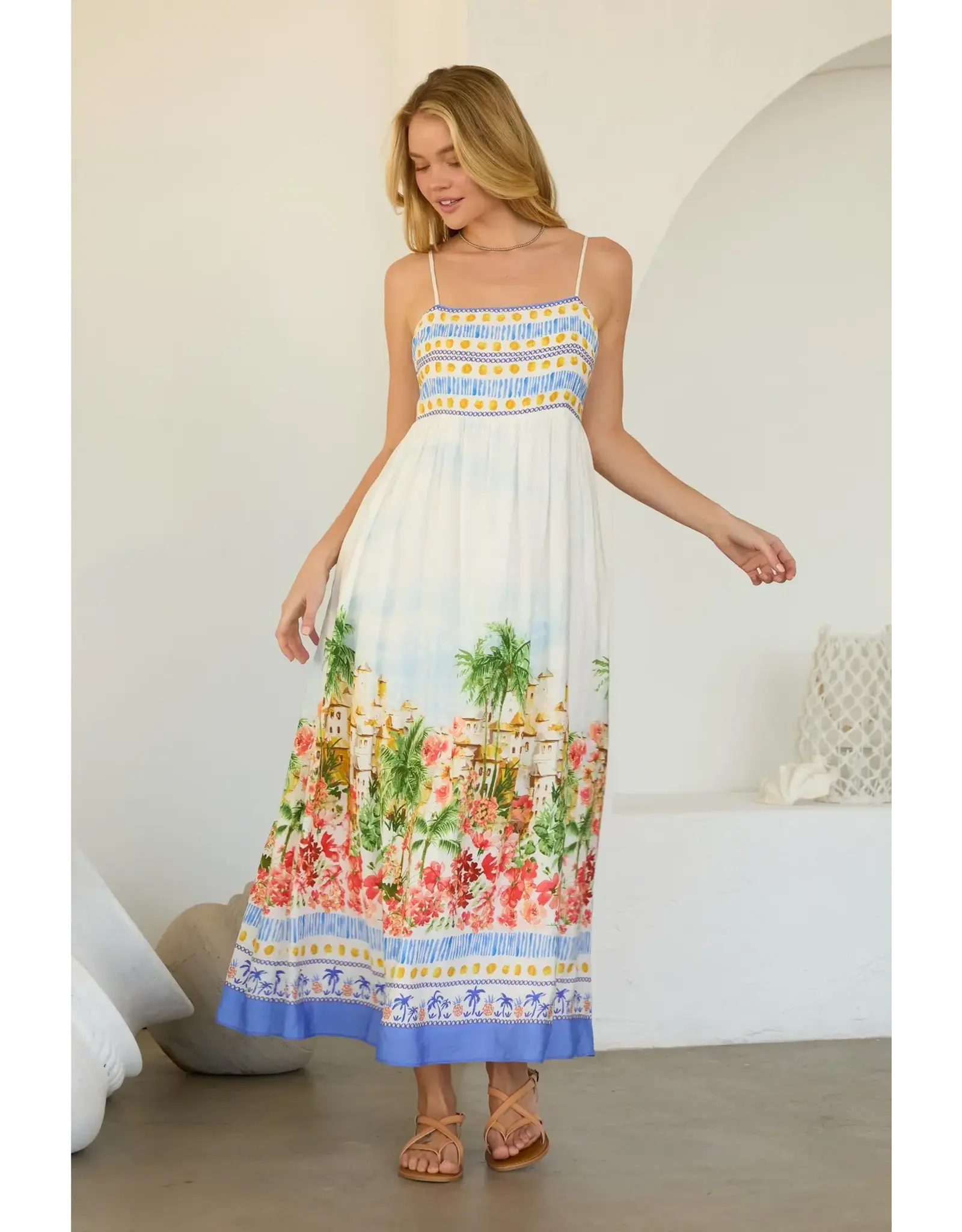 COASTAL TOWN PRINT SUNDRESS