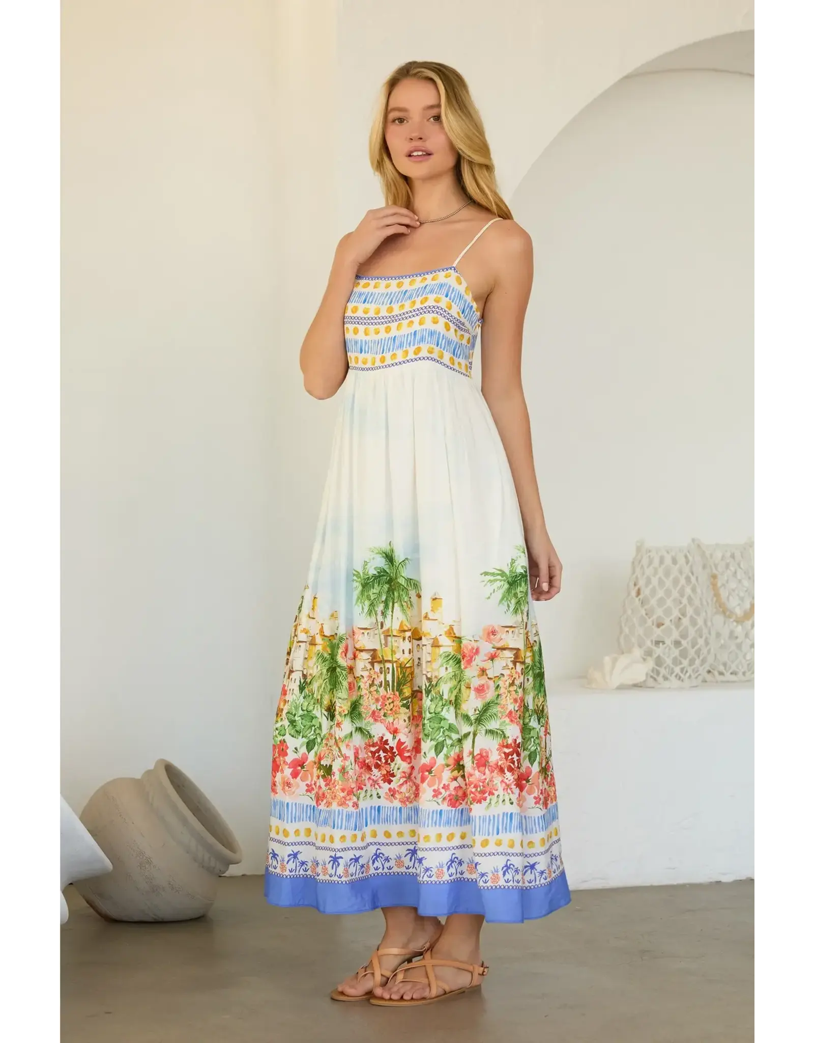 COASTAL TOWN PRINT SUNDRESS