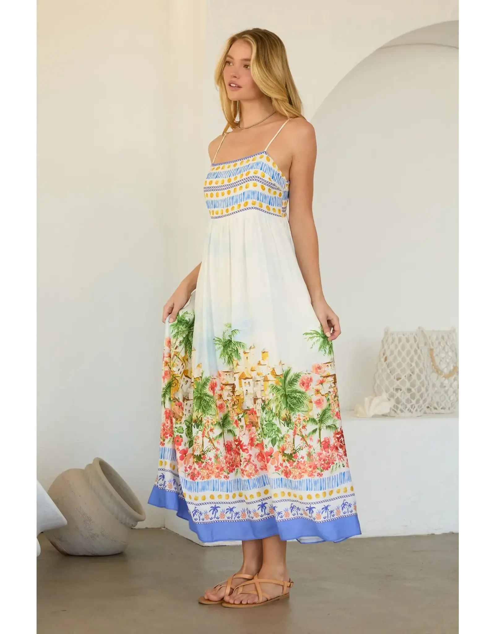 COASTAL TOWN PRINT SUNDRESS
