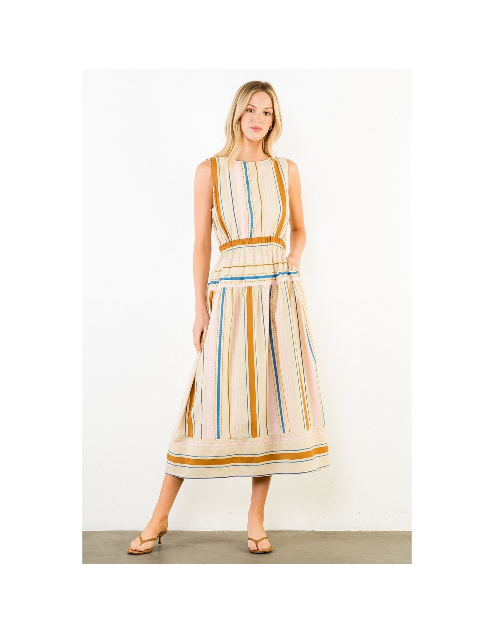 STRIPE MIDI DRESS