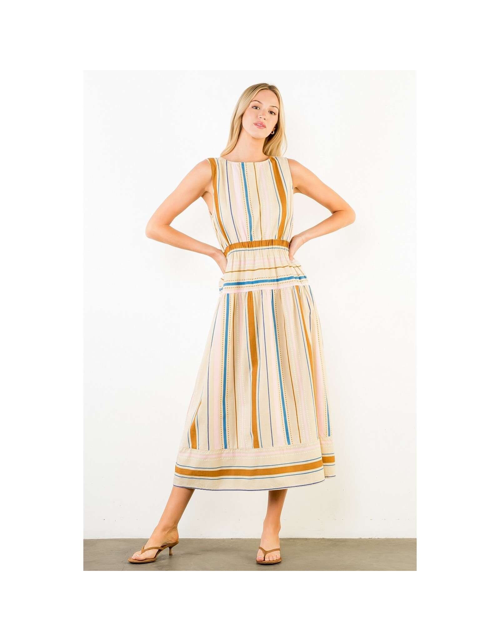 STRIPE MIDI DRESS