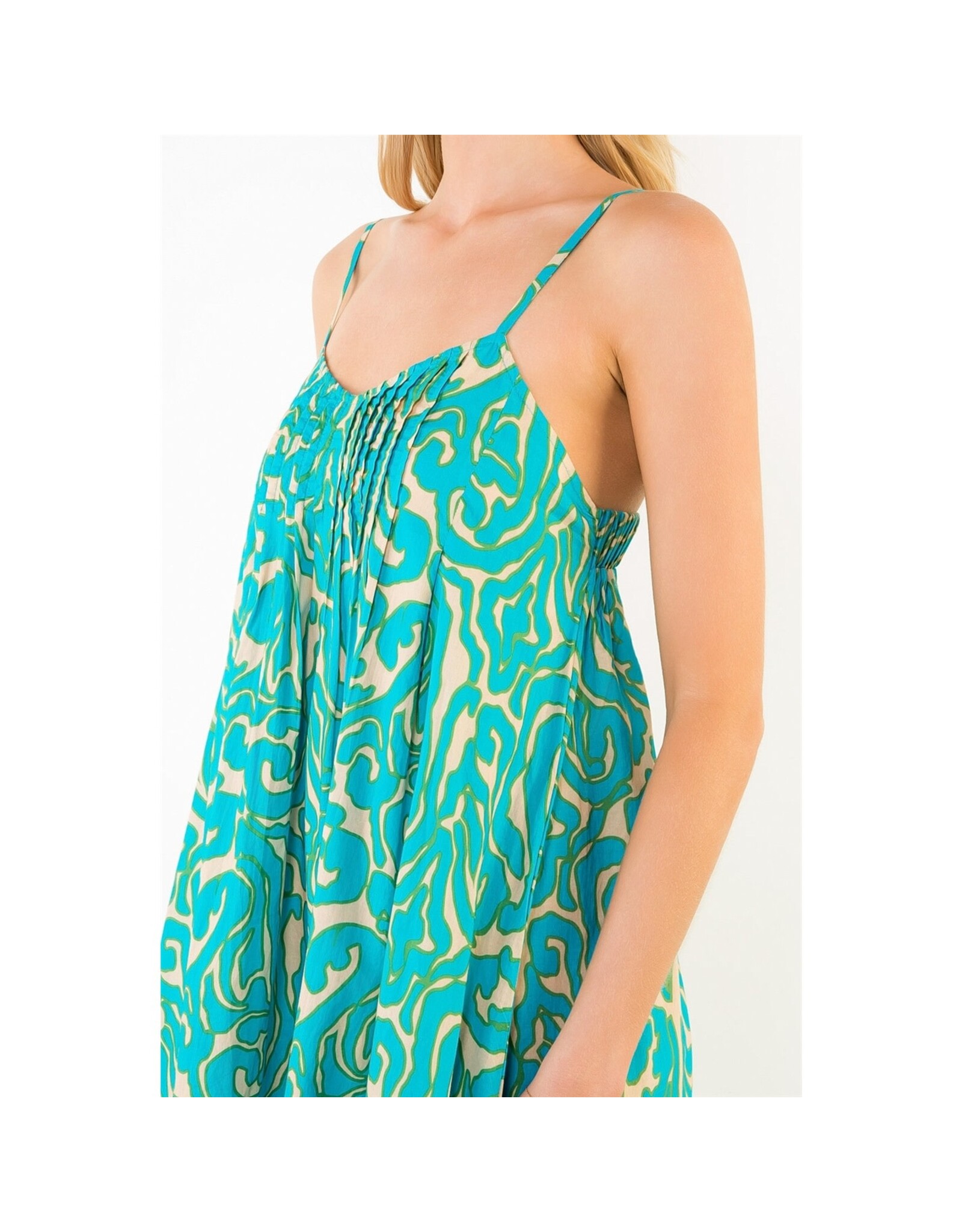 THIN STRAP PATTERN MIDI DRESS