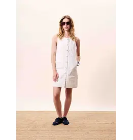 FRENCH SLVLESS STRIPED DENIM DRESS