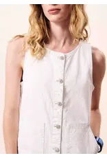 FRENCH SLVLESS STRIPED DENIM DRESS