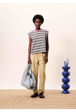 FRENCH STRIPED TEE W/CONTRAST NECK