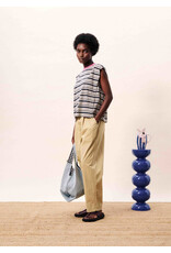 FRENCH STRIPED TEE W/CONTRAST NECK