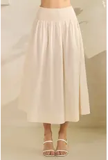 TRES BIEN SMOCKED WAIST POPLIN MAXI SKIRT