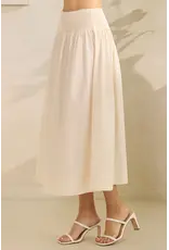 TRES BIEN SMOCKED WAIST POPLIN MAXI SKIRT