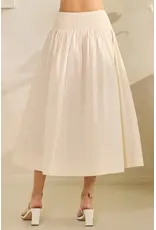 TRES BIEN SMOCKED WAIST POPLIN MAXI SKIRT