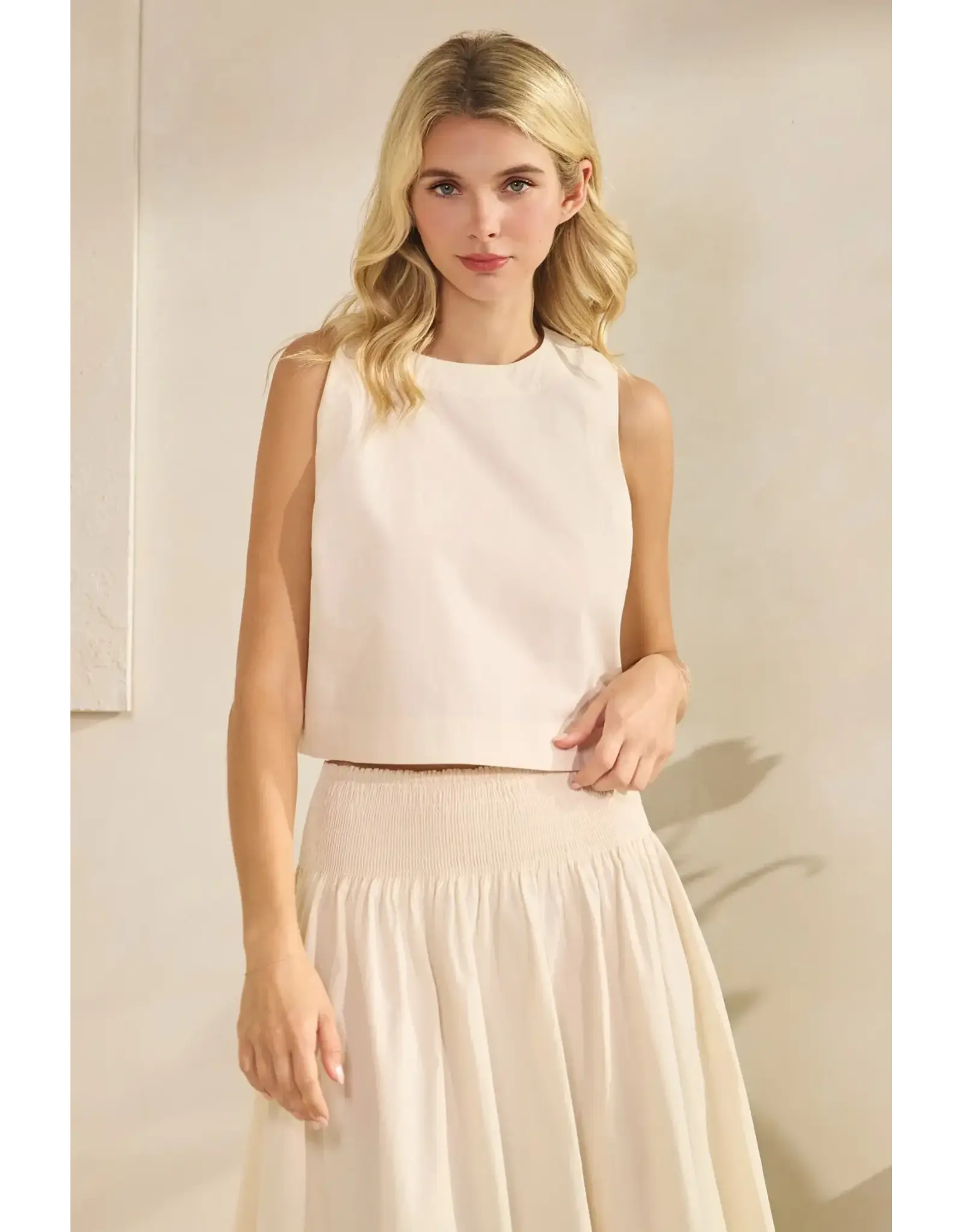 TRES BIEN POPLIN CROP TANK TOP