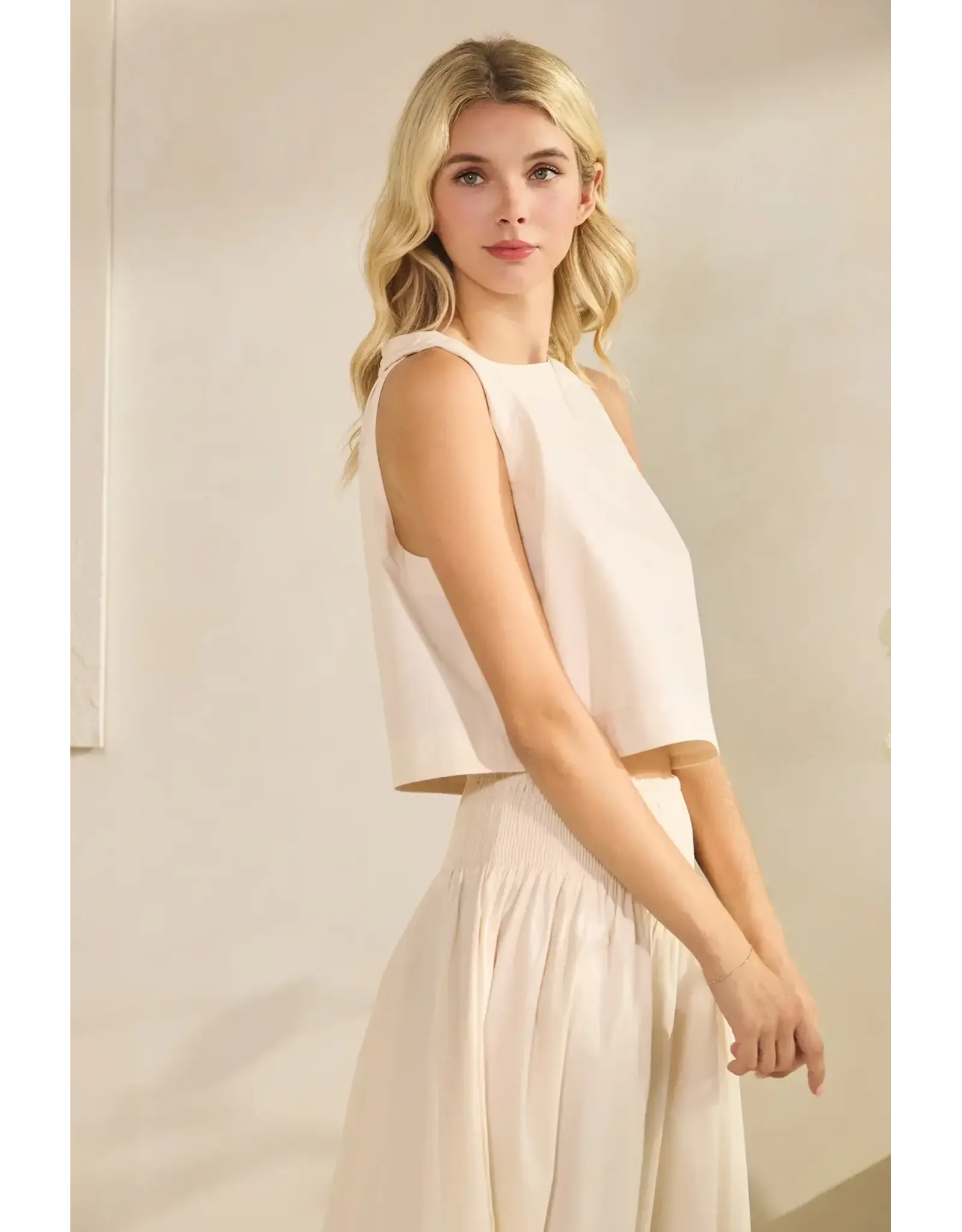 TRES BIEN POPLIN CROP TANK TOP