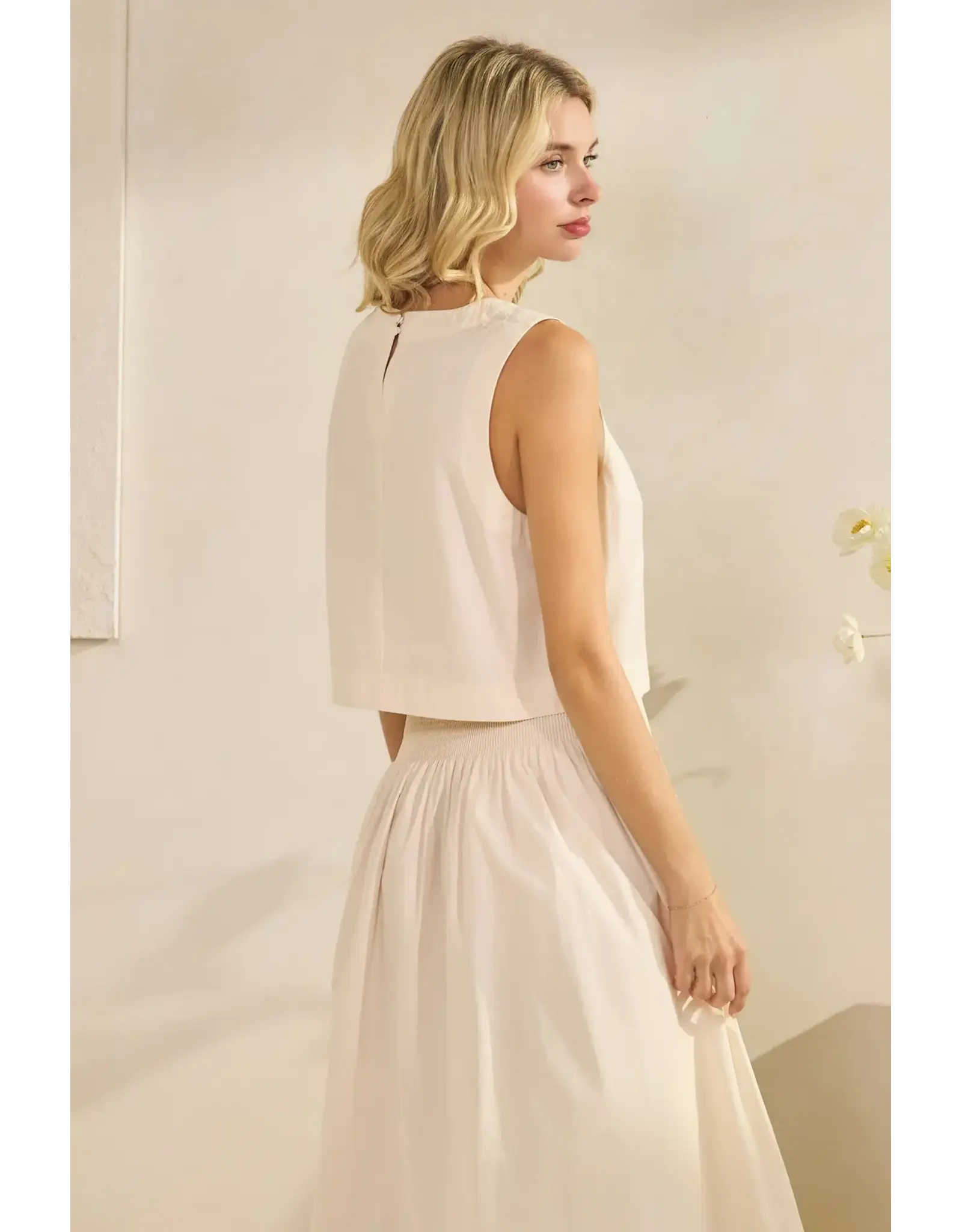TRES BIEN POPLIN CROP TANK TOP