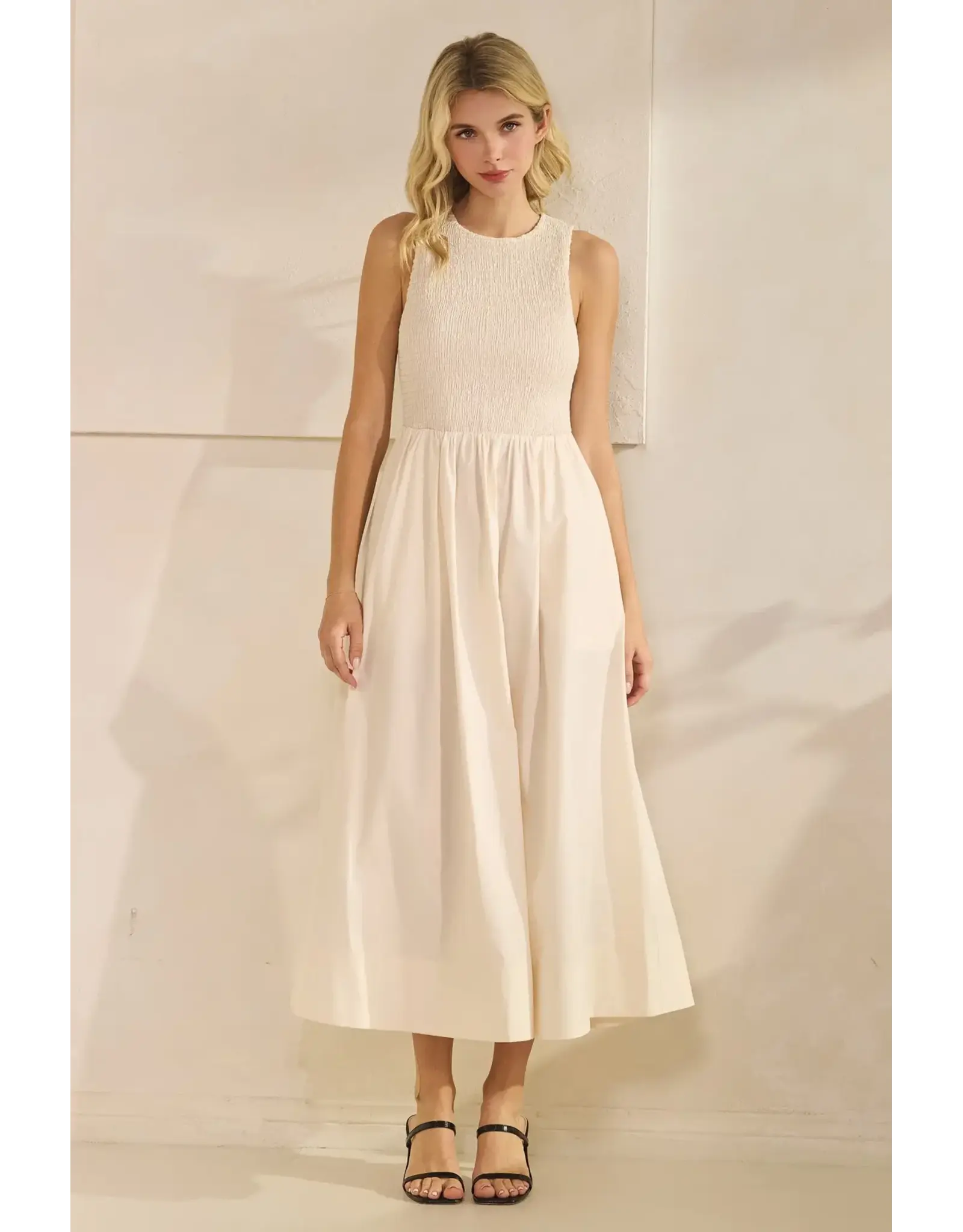 TRES BIEN SLVLESS POPLIN MAXI DRESS