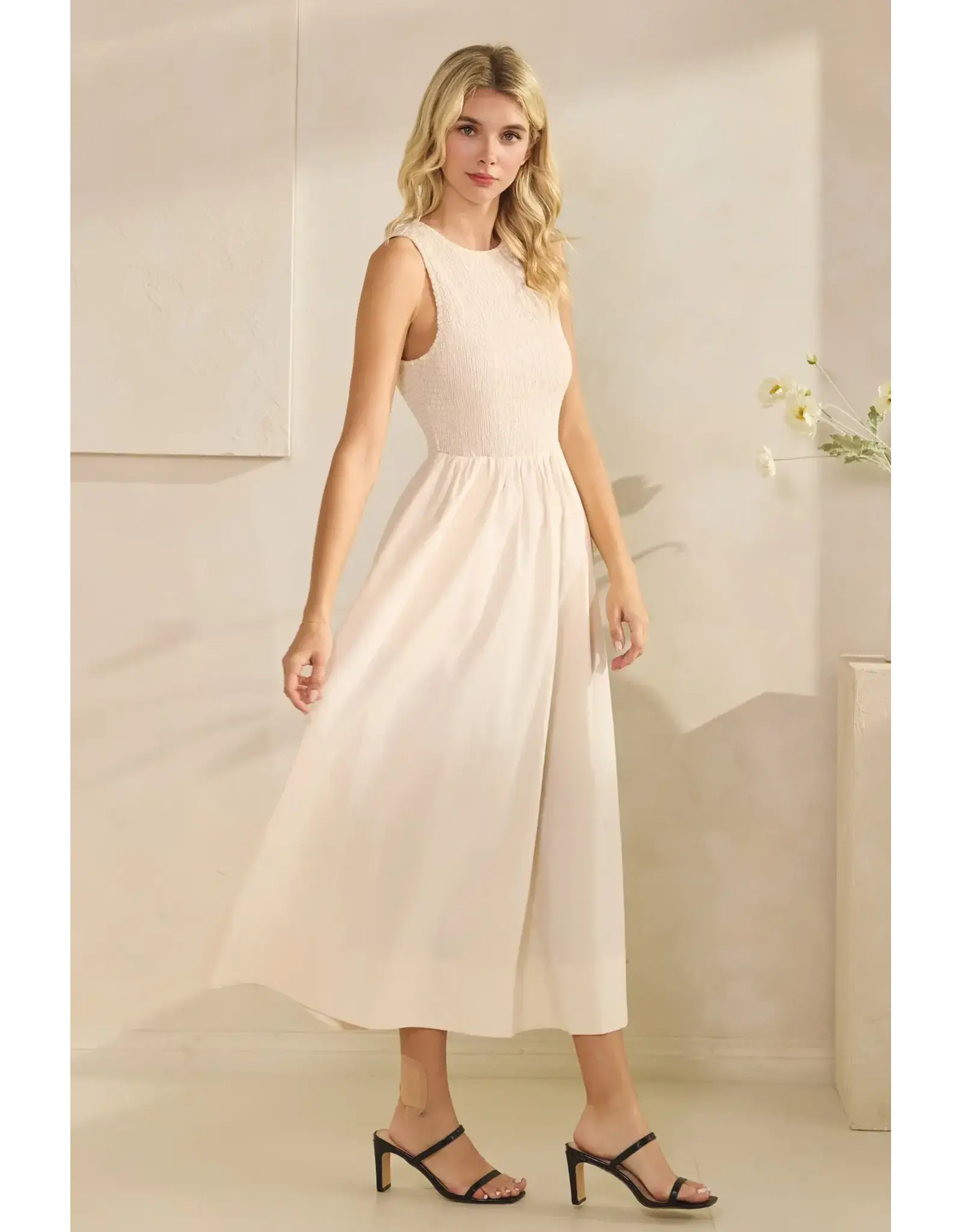 TRES BIEN SLVLESS POPLIN MAXI DRESS