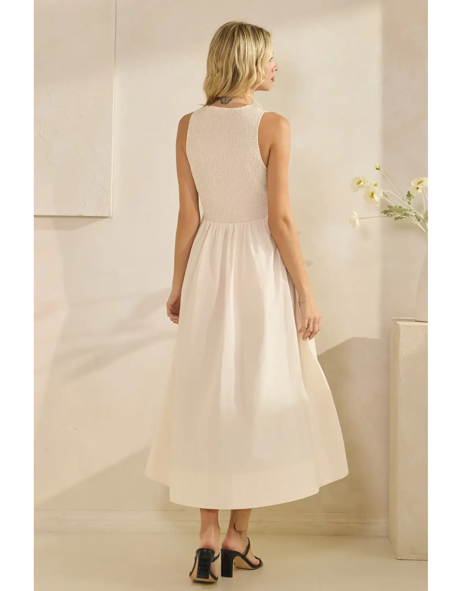TRES BIEN SLVLESS POPLIN MAXI DRESS