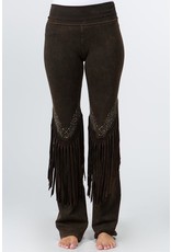 Stone Design Fringe Detail Yoga Pants