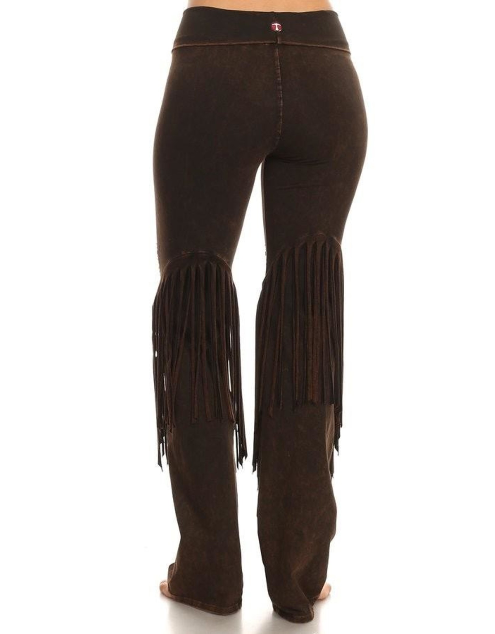 Stone Design Fringe Detail Yoga Pants