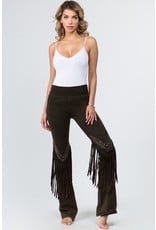 Stone Design Fringe Detail Yoga Pants