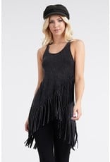 Fringed Mineral Washed Sleeveless Top