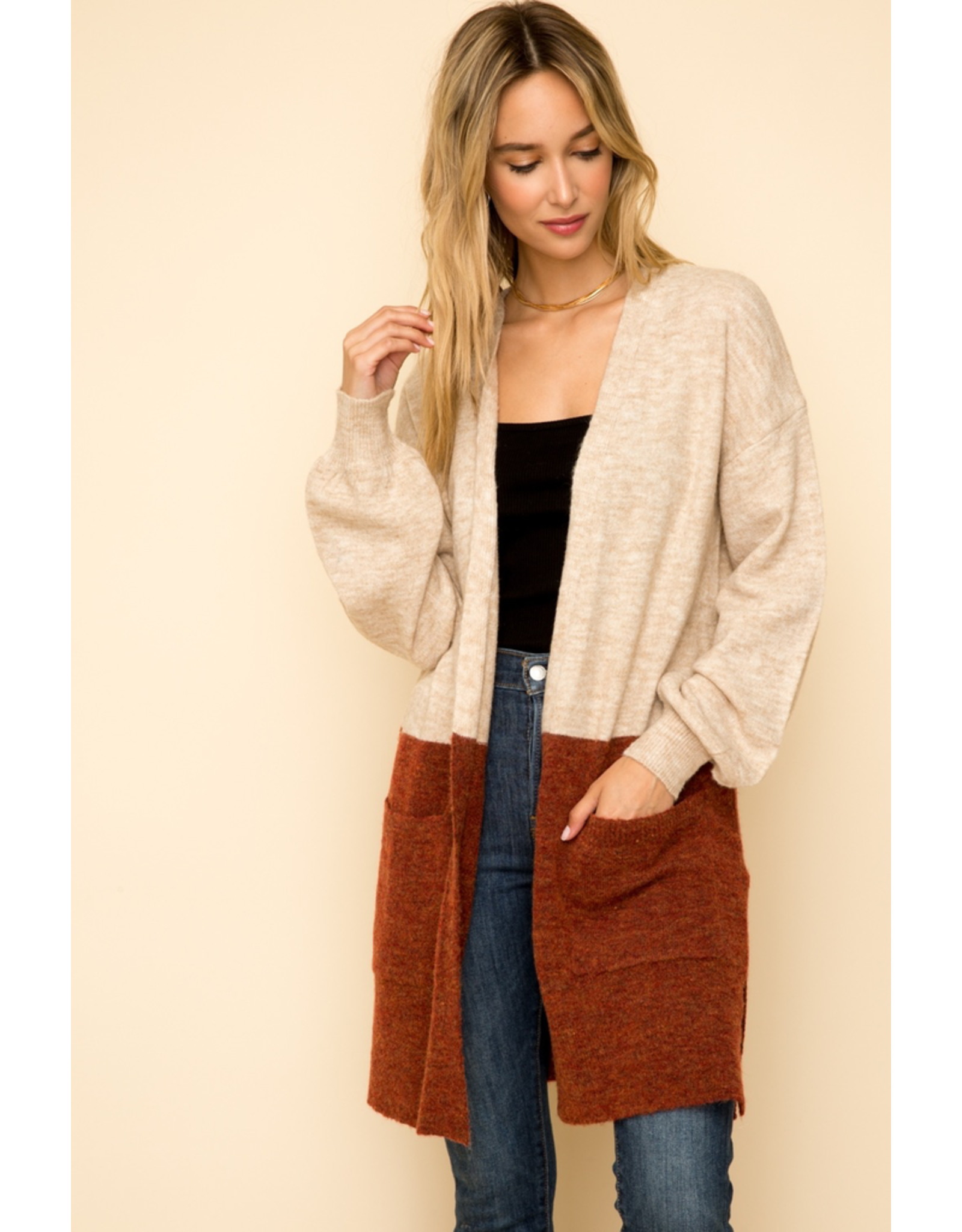Color Block Cardigan Sweater