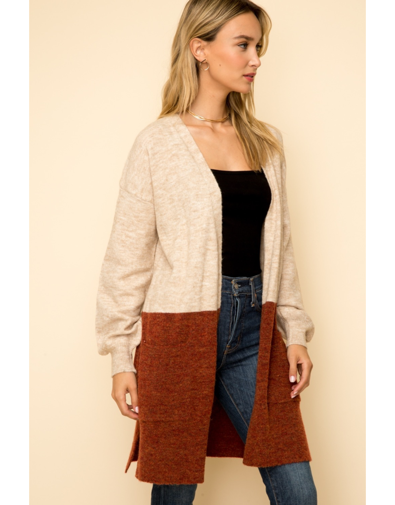 Color Block Cardigan Sweater