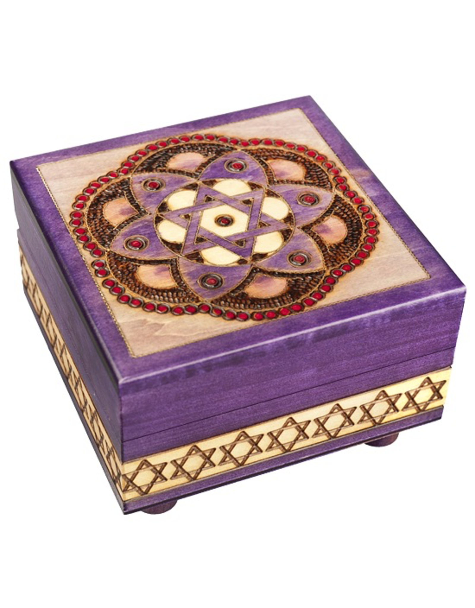 Enchanted Boxes Star of David & Flower Wood Box