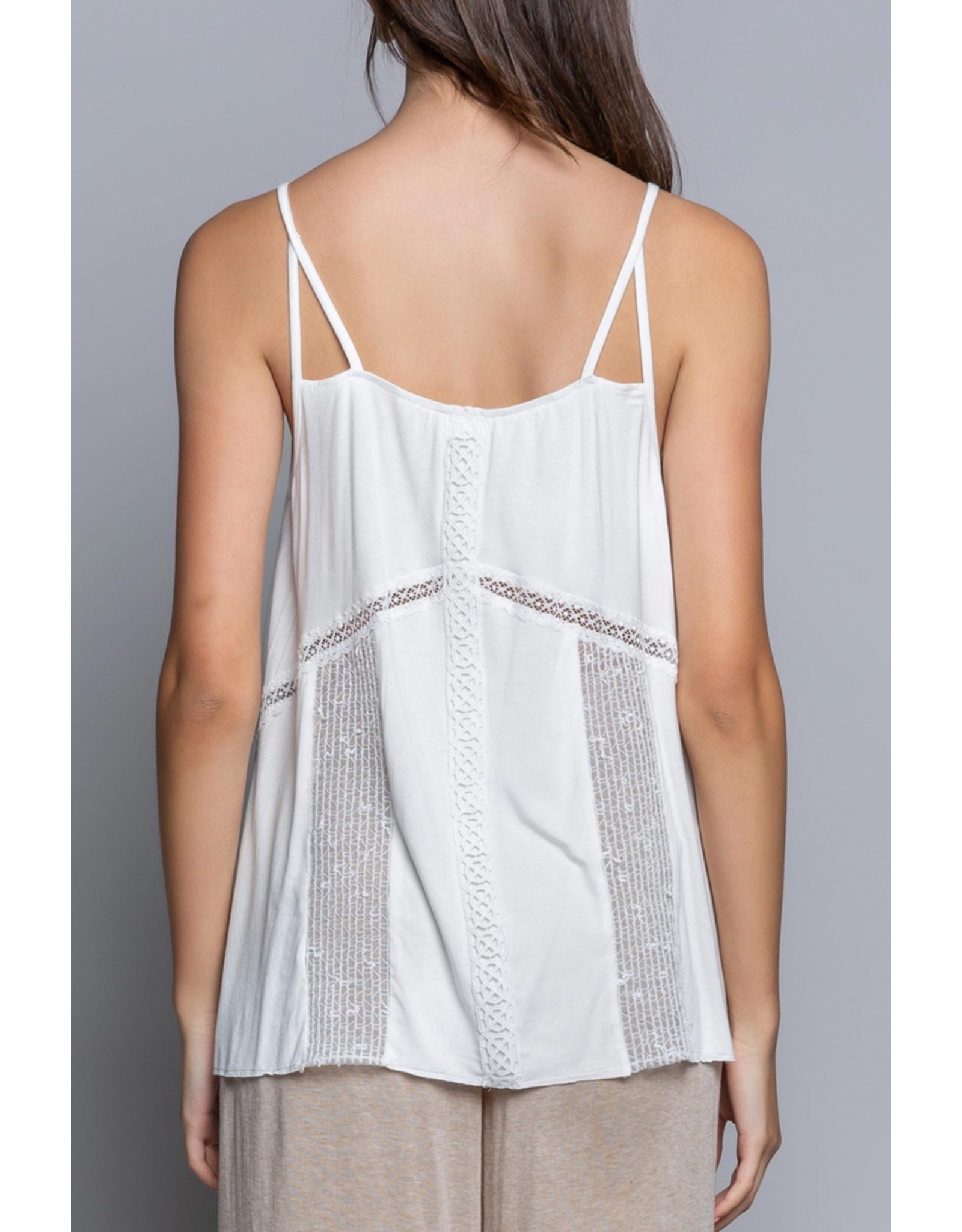V-Neck Tank Top with Lace Trim